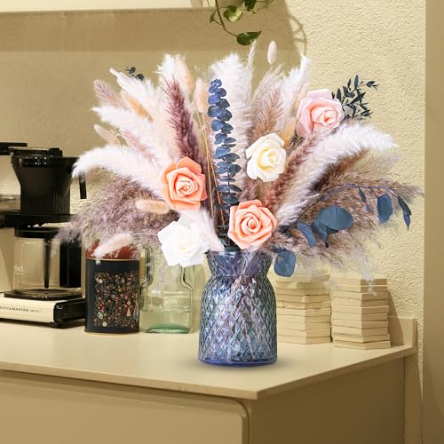 Dried Flower Bouquet | Pampas Grass Decor | Floral Arrangements for Home & Wedding | Boho, Rustic, and Modern Decorations (Without vase)