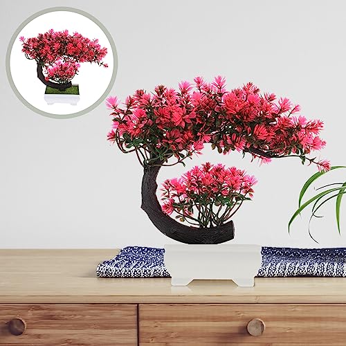 GANAZONO Simulated Green Potted Plants Lifelike Artificial Bonsai Decor for Home Office Shop Easy Care Faux Greenery for Vibrant Indoor Decoration - color: Pink