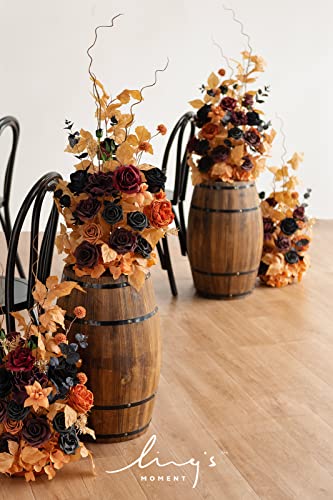 Ling's moment 41" Tall Fall Free Standing Artificial Flowers Arrangements 2 pcs Wedding Arch Altar Stage Decorations Classic Halloween Wedding for Ceremony Reception Church Backdrop Outdoor Party - color: Or-black & Pumpkin Orange