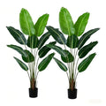 2 Pack 5FT Artificial Birds of Paradise Plants, Fake Tropical Tree with 10 Banana Leaves, Faux Plants for Home Living Room Indoor Outdoor Office Decor - size: 5ft-2 pack