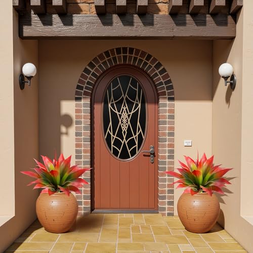 Artificial Agave 22" Faux Agave Fake Greenery Outdoor Artificial Plant Fake Plant for Indoor Home Decoration Plastic Plant Outdoor Decor Front Porch Decor Simulation Plants (Red 2Pcs) No Vase - color: 22"red