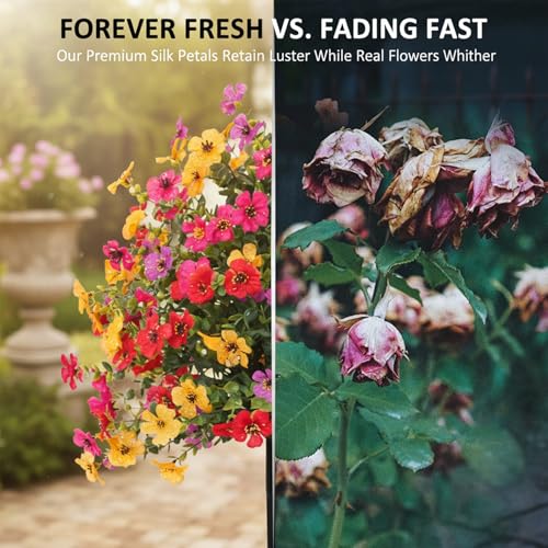 SakerPlus Artificial Petunias with Ground Stake, 22" Outdoor Faux Flowers for Garden, Yard, Planter and Porch, Lifelike Decorative Flowers for Indoor Outdoor Home Decor (2 Pack) - color: 2 Pack