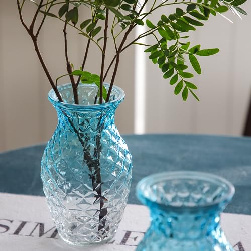 Vase for Flowers Small Glass Vases for Home Decor Table Centerpieces Living Room Bedroom Bookshelf Kitchen Modern Office Wedding Decoration Vintage Flower Vases Blue White - color: Blue White