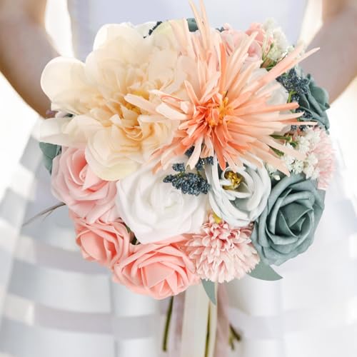 Artificial Flowers Combo Box Dusty Blue Pink Artificial Flowers for DIY Tables Centerpieces Baby Shower Bridal Shower Wedding Bouquet Party Decor - color: Pastel Daisy