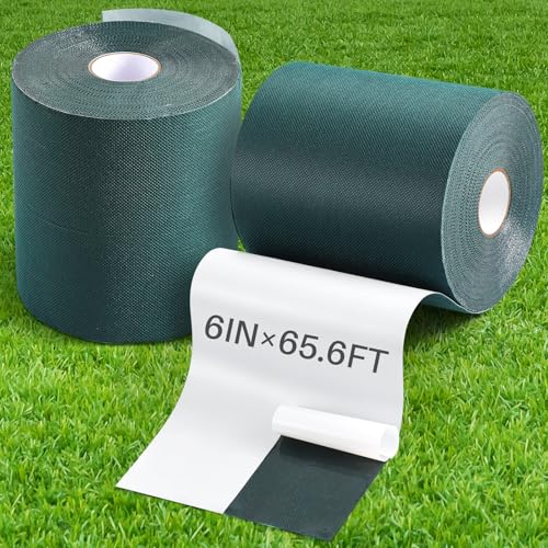 Gersoniel 2 Rolls 6 in x 65.6 ft Self Adhesive Turf Seam Tape Artificial Grass Turf Tape for Artificial Lawn Carpet Jointing, Indoor Outdoor Rug, Pet Grass Mat Connecting - size: 6 in x 65.6 ft