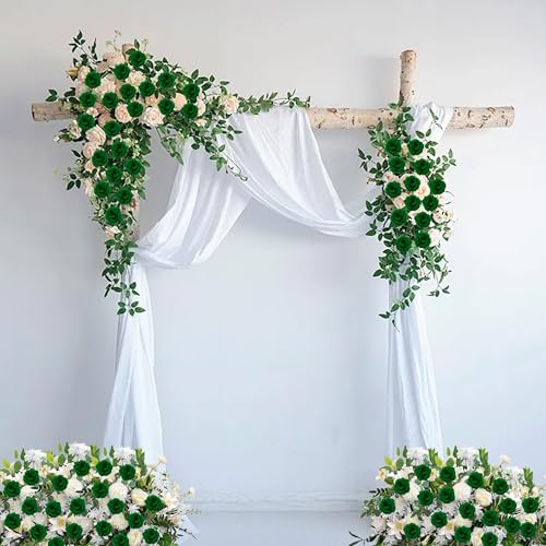 Rose Artificial Flowers, 50Pcs White Roses Head Flowers Bulk with Stem, 3 Inches Silk Rose Fake Flower Head for Wedding Party Home Decor DIY Baby Shower Centerpieces Tables Decoration (Dark Green) - color: Dark Green