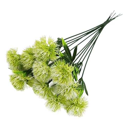 pson 10Pcs 11 Inch Artificial Dandelion Flowers, Faux Plastic Bouquets Shrubs for Home, Wedding, Garden, Party, Indoor/Outdoor Decoration(White) - color: White