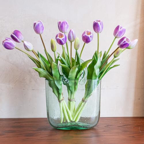 Artificial Tulips Flowers,Soft Touch Latex Bouquet, Fake Tulips,Spring Wedding Home Room Table Centerpiece Decor - color: 15pcs Amethyst (No Vase)
