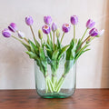 Artificial Tulips Flowers,Soft Touch Latex Bouquet, Fake Tulips,Spring Wedding Home Room Table Centerpiece Decor - color: 15pcs Amethyst (No Vase)