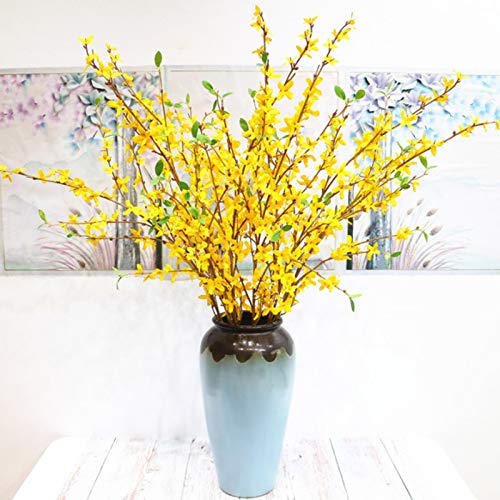 Artificial Forsythia Flowers,1Pcs 39.4 inch Artificial Forsythia Blossom Jasmine Stems Fake Silk Forsythia Branches for Flower Arrangement Wedding Home Office Decoration - size: 1PCS