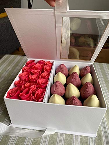UNIKPACKAGING Premium Quality Square Shape Flower Box, Gift Boxes for Luxury Flower and Gift Arrangements, Set of 2 pcs (White)