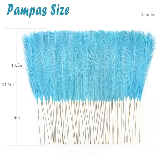 obbsie 50pcs Faux Pampas Grass, 21.6" Short Artificial Pompous Grass Branches for Vase Filler Home Table Centerpieces Wedding Decor (Sky Blue) - color: Sky Blue, size: 50 PCS