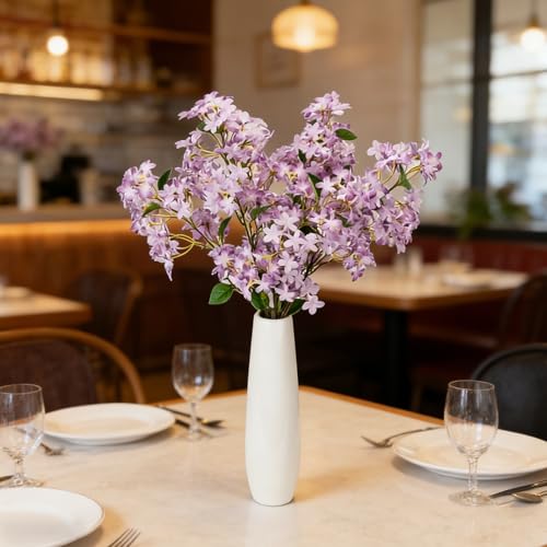 4PCS 35.4inch Lilac Artificial Flowers Light Purple Fake Delphinium Long Stem Silk Real Touch Flower Faux Lilac Floral Arrangement for Tall Vase Table Wedding Garden Home Decoration（Light Purple） - color: 35.4inch Light Purple