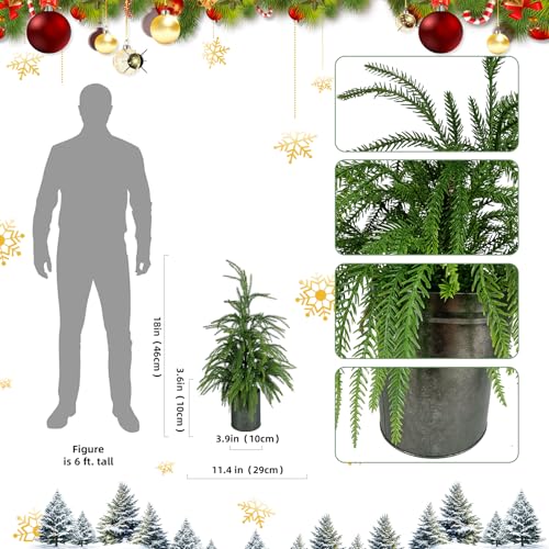 Artificial Topiary Plants Faux Tree Perfect Christmas Planter Filler Outdoor for Front Door,Indoor Outdoor,Farmhouse Home,Wall Window and Festival Wedding Decor (18 inch) - size: 18 inch