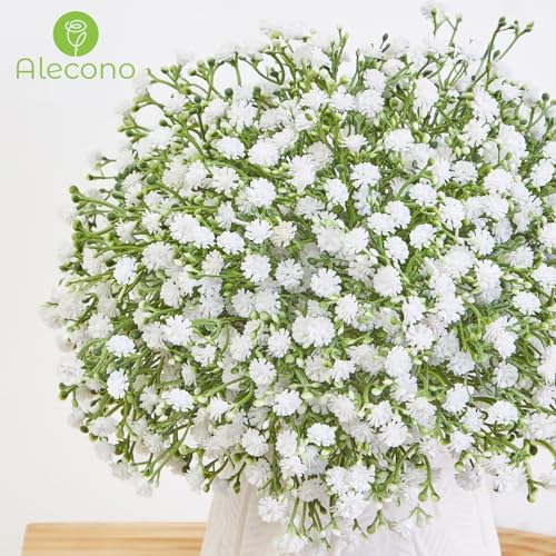 Alecono Babys Breath Artificial Flowers 𝟯𝟯𝗣𝗰𝘀, White Artificial Babys Breath Bulk for DIY Floral Bouquets for Wedding, Fake Babys Breath Real Touch Flowers for Home Decorations - size: 33pcs