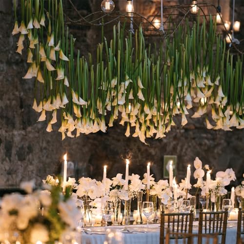 Giegxin 36 Pcs White Calla Lily Hanging Flowers, 25.6inch White Flowers for DIY, Hanging Fake Floral Garland, Calla Lily Flower Artificial Garland for Wedding Arch Decor Bride Shower Tall Vases