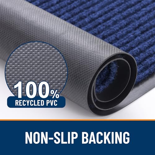 OLANLY Front Door Mat Indoor Outdoor Entrance, Waterproof Heavy Duty Doormat, Fade Resistant, Low Profile, Easy Clean Patio Porch Welcome Floor Mats for Entry, 29.5x17, Blue - color: Blue, size: 29.5" X 17"