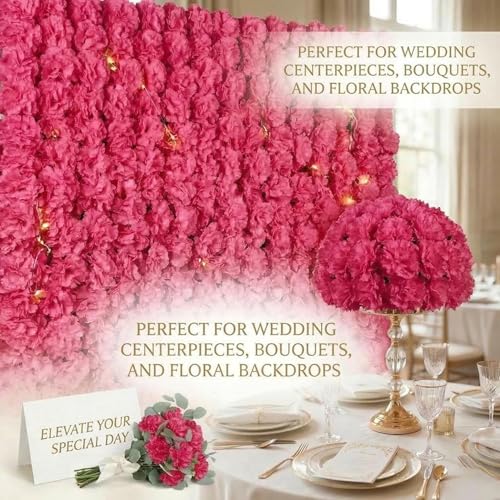 Larksilk 1000 Pack Artificial Carnations - Bulk Silk Flowers for Weddings, Mother's Day, Graduations, Easter & Memorial Day - 3.5" Heads, 5" Stems, Real Touch Petals, 18 Colors Available - Fuchsia - color: Fuchsia, size: 1000