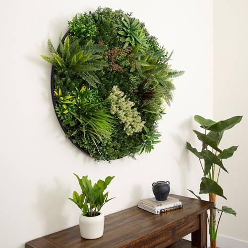 Nearly Natural 38in. Amazon Rainforest Artificial Living Wall Panel - UV Resistant, Indoor/Outdoor Greenery in Black Aluminum Frame, Easy to Hang - Ideal for Home, Office, Events