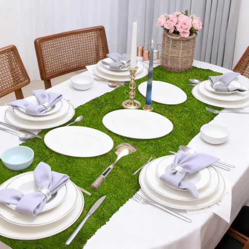 ACRYCS Fake Green Moss Roll Table Runner 39" x 39" Faux Moss for Decorating Artificial Moss for Indoor Plants Grass Wall Crafts DIY Table Centerpieces Fairy Woodland Garden Floral Wedding 100x100cm