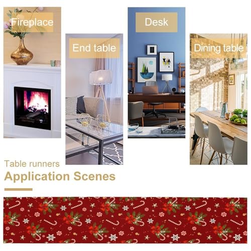 Merry Christmas Table Runner, Winter Xmas Holiday Christmas Tree Candy Snowflakes Table Runner Decoration for Banquet Home Party Kitchen Dining 13x36in - color: Christmas-3, size: 13x36in
