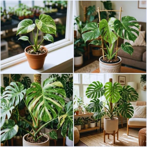 Variegated Monstera Plant Live, Monstera Live Plant, Philodendron Tropical Houseplants, 5 to 7 Inc Tall