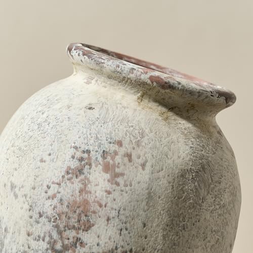 5.94" Ceramic Vase for Home Decor, Decorative Terracotta Farmhouse Rustic Vases for Living Room Kitchen Bedroom Bathroom Entryway Mantel Table, Pottery Vases for Pampas Grass Dried Fresh Flowers - color: Natural Brown- 5.94"