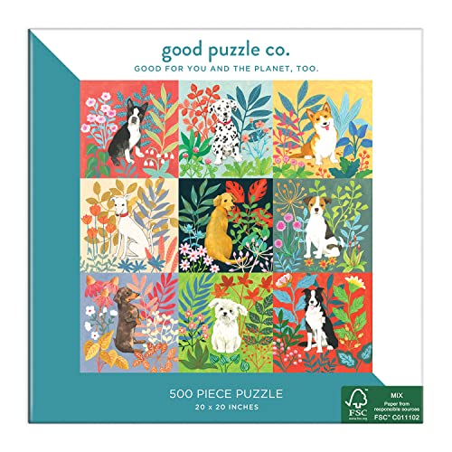 Good Puzzle Co, Dogs and Flowers 500 Piece Puzzle - color: Dogs and Flowers