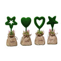 Ainiess Home Decorative Artificial Topiary Set, Green Hedge Artificial Plant Set, Linen Base, Fake Plant Letters, Set of 4 (Heart & Star)