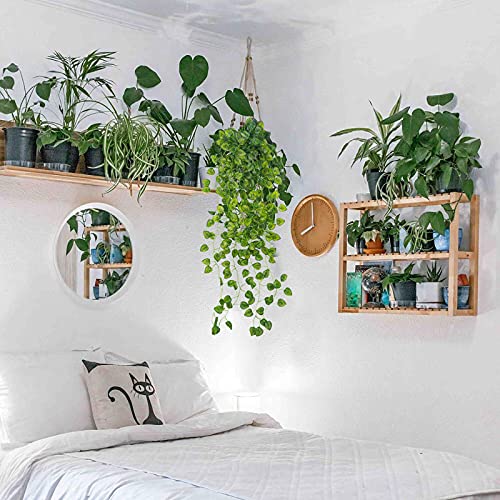 Uieke 2Pcs 3.1ft Artificial Hanging Plants Fake Plants Artificial Ivy Garland Vine Hanging Garland Faux Greenery for Outside Home Room Wall Pot Planter Indoor Outdoor Décor - color: Watermelon
