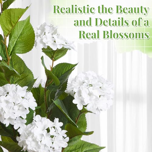Daifunli 2 Pack 36″ Artificial Hydrangea Trees Real to Touch Faux Hydrangea Bushes Plants with Stakes for Wedding Spring Home Office Living Room Housewarming Gift(White) - color: White