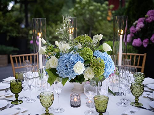YalzoneMet Hydrangea Artificial Flowers 4 Pcs 2 White 2 Light Blue 21 inch Long Rod Real Touch Lifelike Fake Latex Hydrangea for Home Party Outdoor Wedding Gifts Christmas Decor Table Centerpiece - color: White Light Blue