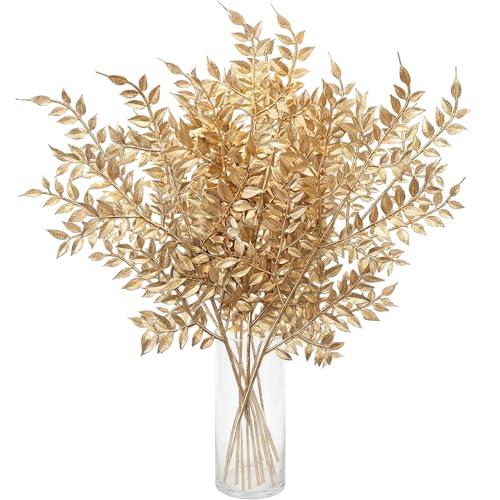 40 Pcs Decor Fake Leaves for Christmas Decor Gold Leaf Artificiales para Table Wedding Home Room Office Decoracion (21inch) - color: Gold-d