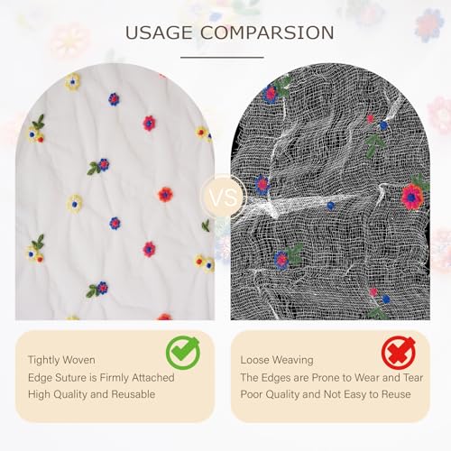 2PC Champagne Embroidery Daisy Table Runner 10ft 120 Inch Fall Florals Gauze Tulle Cheesecloth Holiday Kitchen Dining Table Decoration for Home Wedding Party Baby Shower Birthday Decorations - color: Champagne, size: 10ft x 2Pack