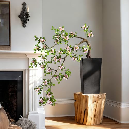 Artificial Bonsai Tree Fake Plant in Pot 2.6FT Artificial Flowers Plants 31in Artificial Spring Flowers Tree Bonsai with Lifelike Leaves Realistic Flowers for Living Room Stairwell Patio Decor(Pink) - color: Pink