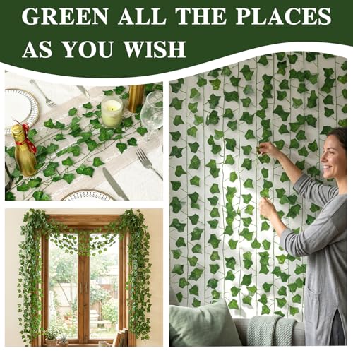 CEWOR Fake Ivy for Room Decor 12pcs Fake Vines Greenery Garland Wall Decor - size: 84ft