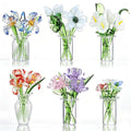 FoldTier 42 Pcs Mini Glass Flower Decoration Hand Blown Glass Flower Figurines Collectible Ornaments with Vase for Mothers Day Birthday Table Centerpiece Garden DIY Craft(Style 2) - style: Style 2