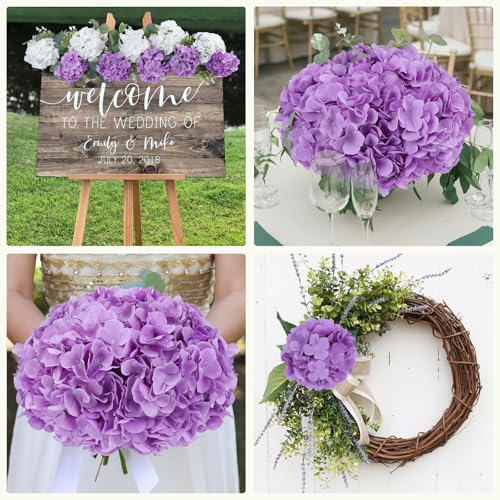AVIVIHO 65pcs Lavender Fake Flowers Hydrangea Artificial Flowers Bluk (Not Squished, No Steaming Need) Hydrangeas Silk Flowers with Stems for Home Weddings,Table Centerpieces,Party Arch Decorations - color: Lavender, size: Medium