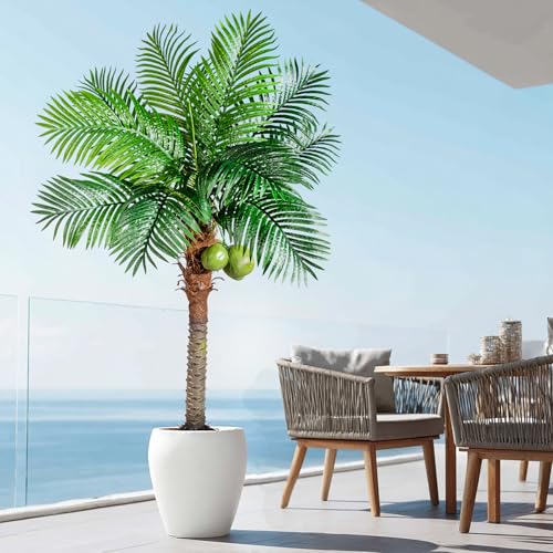 Bailikang Artificial Phoenix Palm Tree 6ft Tall - Fake Large Tropical Tree with Adjustable Leaves, Realistic Faux Sago Palm for Indoor Outdoor Decor, Patio, Poolside, Yard, Living Room, Office - size: 6ft