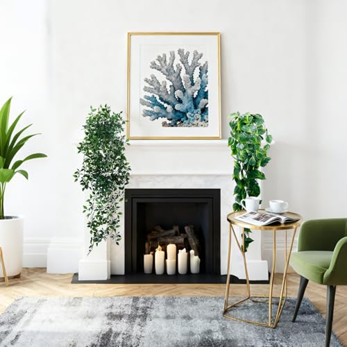 Artificial Hanging Plants for Shelf, 2-Pack Fake Potted Greenery Faux Mandala and Pothos Ivy Vines in Black Pot, Décor for Office Living Room Bathroom Indoor Outdoor - color: 2-pack Mandala Pothos Ivy Vines