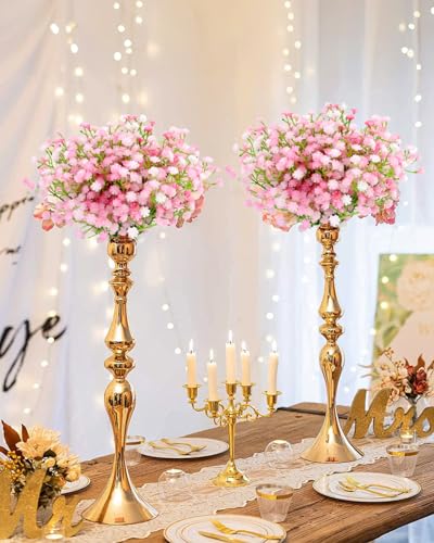 Babys Breath Artificial Flowers, 24Pcs Fake Baby Breath Flowers Artificial Bulk Faux Gypsophila Real Touch Flowers for Wedding DIY Bouquet Arrangement Party Home Garden Spring Decor, Pink - color: Pink, size: 24PCS
