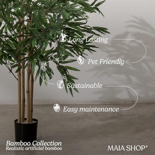 Maia Shop 6ft Artificial Bamboo Tree Plant for House, Apartment or Office – Realistic Fake Indoor Plants for Living Room, Bedroom, Bathroom, Entryway or Patio - color: Bamboo, size: 6ft