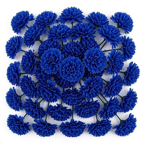 Larksilk 500 Pack Royal Blue Carnations Artificial Flowers, Silk Heads | Bulk 500 royal blue silk carnation heads on 5in wired stems for wedding centerpieces, bouquets, arches & DIY crafts - color: Royal, size: 500