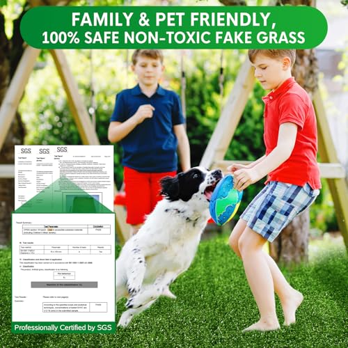 XLX TURF Fake Grass Outdoor Runner Rug - 4FT x 10FT Artificial Grass Carpet Low Pile Turf for Balcony Dogs Kids Playground - Pets Friendly