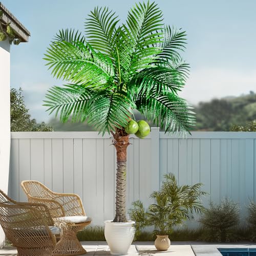 Bailikang Artificial Phoenix Palm Tree 6ft Tall - Fake Large Tropical Tree with Adjustable Leaves, Realistic Faux Sago Palm for Indoor Outdoor Decor, Patio, Poolside, Yard, Living Room, Office - size: 6ft