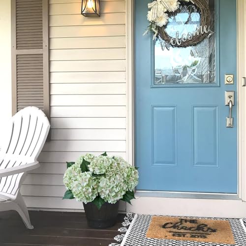 JINWOE Light Green Silk Hydrangea Artificial Flowers, 4PCS 21" Large Lifelike Faux Silk Flowers, Full Artificial Hydrangeas for Bouquet Table Centerpieces Indoor Spring Outdoor Home - color: Green