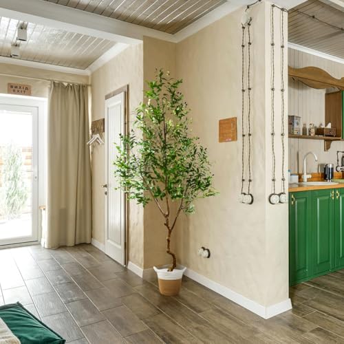 Warmplants 8ft Artificial Olive Tree, 96” Tall Fake Plant with Basket, Indoor Outdoor Faux Large Olive Silk Tree for Home Office Living Room Decor (2400 Leaves) - size: 8ft