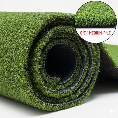Ottomanson Artificial Grass Turf Runner Pro 31" x 30', Fake Grass Rug for Gym Turf Lane, Putting Green & Sled Training, Indoor Outdoor Turf Mat with Drainage Holes, UV Resistant - size: 30-ft