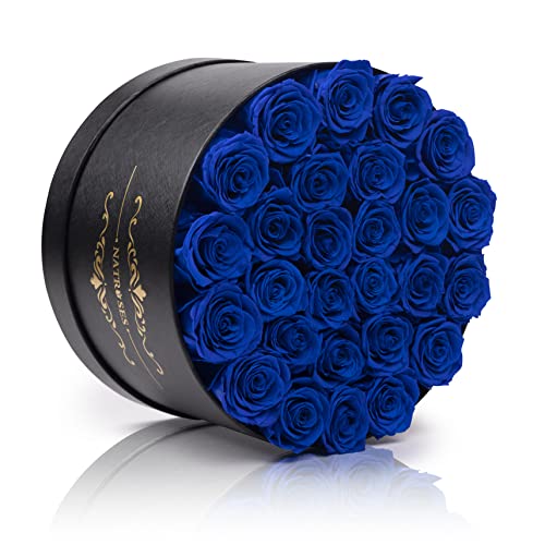 NATROSES Gifts for Her 27 Piece Forever Preserved Roses in a Box, Preserved Flowers for Delivery Birthday, Flowers Gifts for Mothers Day, Royal Blue - color: Royal Blue, size: 27 Roses