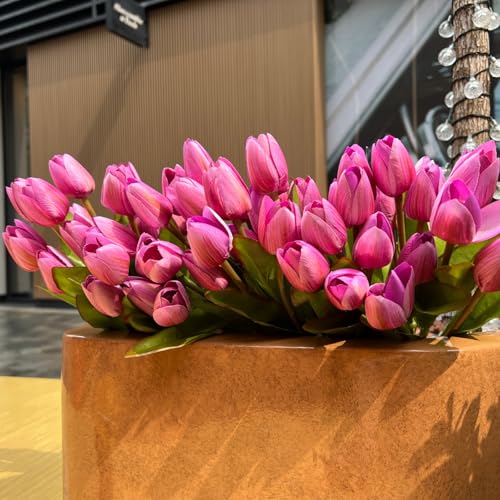 Artificial Fake Flowers Tulip for Outdoor Decoration,UV Resistant Faux Plastic Fabric Greenery Shrubs Plants Fake Flowers Hanging Planter Kitchen Home Garden Wedding Decor (Light Purple) - color: Light Purple